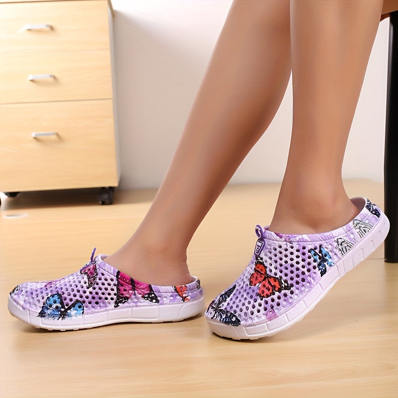 Women's Fashion Butterfly Pattern Hole Slippers, Summer Non-slip Beach Slippers for Koningsdag/King's Day